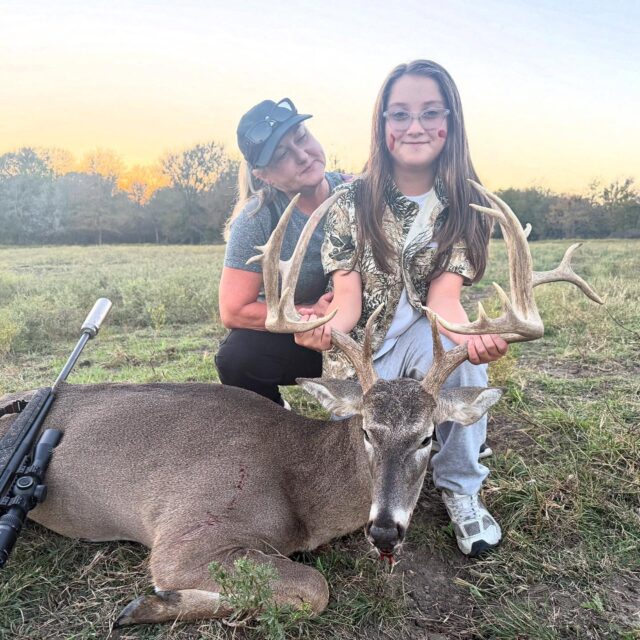 Congratulations to our hunter, Taya on harvesting her first buck! She made a perfect shot with her .243. Take a kid hunting. www.cottonmesawhitetail.com903-654-3416