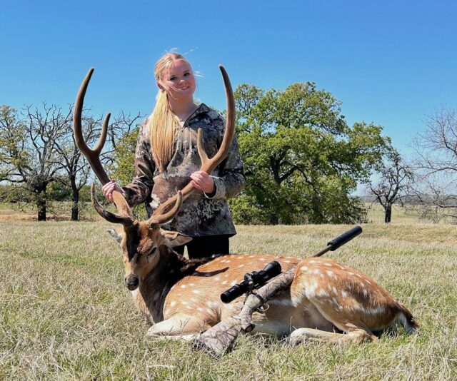Congratulations to our hunter, Ellie on harvesting a great axis buck! Thank you for hunting with us. www.cottonmesawhitetail.comRobert (903) 654-3416Stephen (903) 654-0361