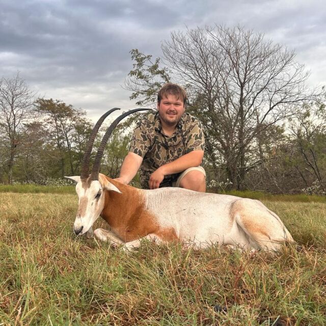 Oryx bull down for our hunter, Chandler! www.cottonmesawhitetail.comRobert (903) 654-3416